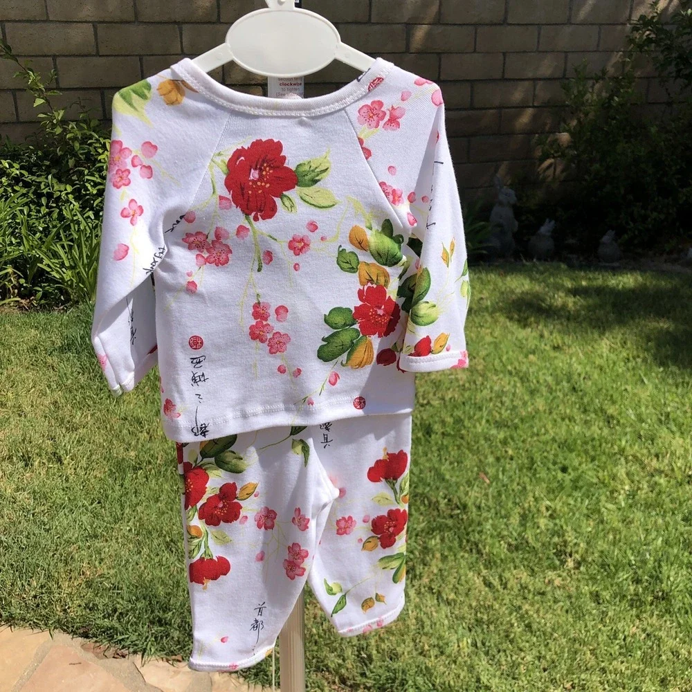 New 12 Month Kimono Layette Set Wrap Shirt Pants Babies Infants Toddler Infant‎